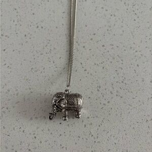 Silver Long Chain Elephant Necklace
